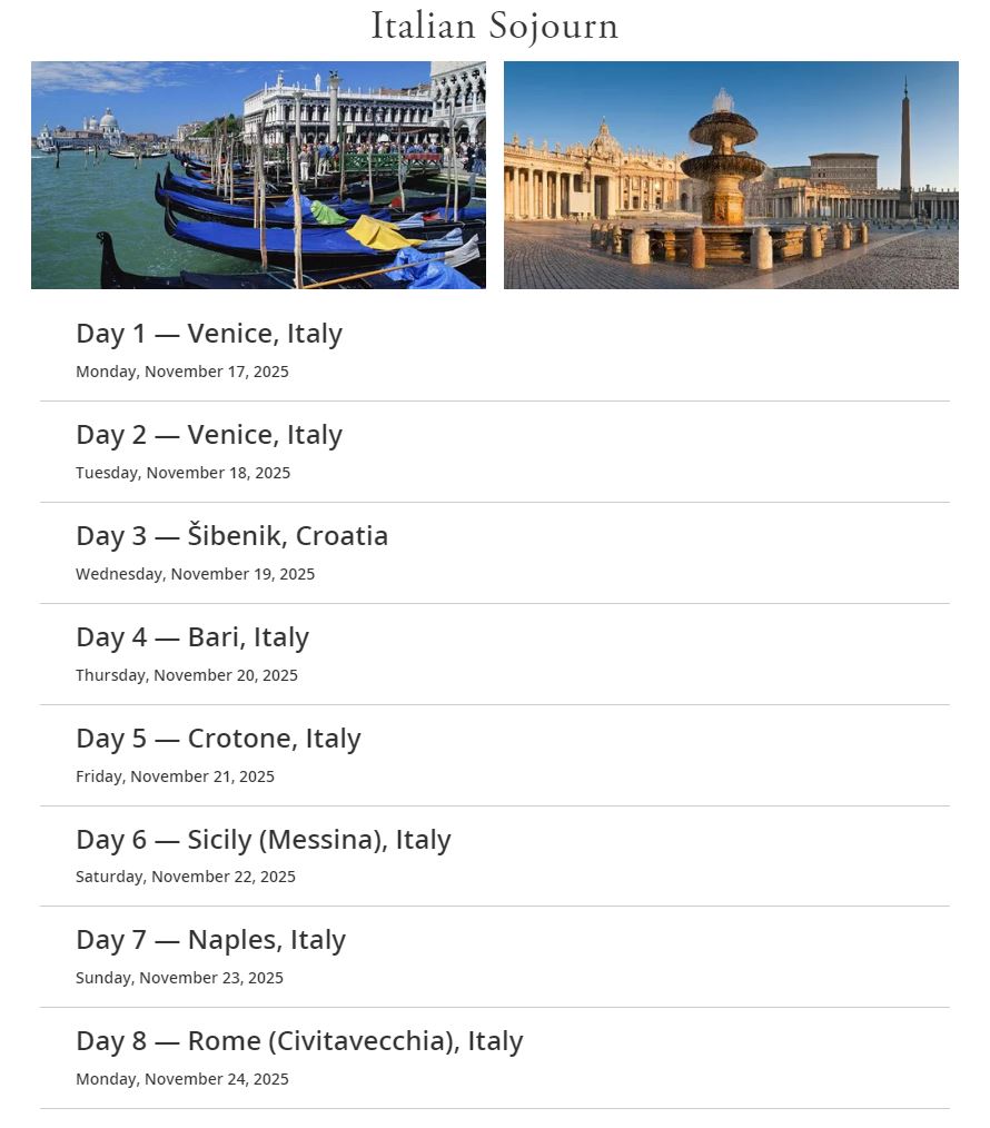 Viking Ocean Cruises Italian Sojourn Itinerary