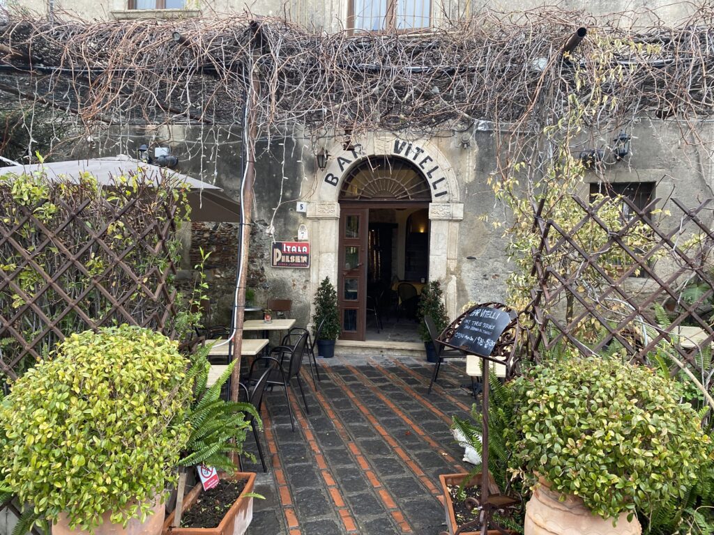 Bar Vitelli, Savoca, Sicily, Italy - Filming location where Michael Corleone meets Apollonia's father to ask permission to court her in the movie "The Godfather"